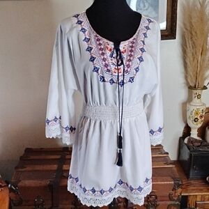 Embroidered White Tunic Dress